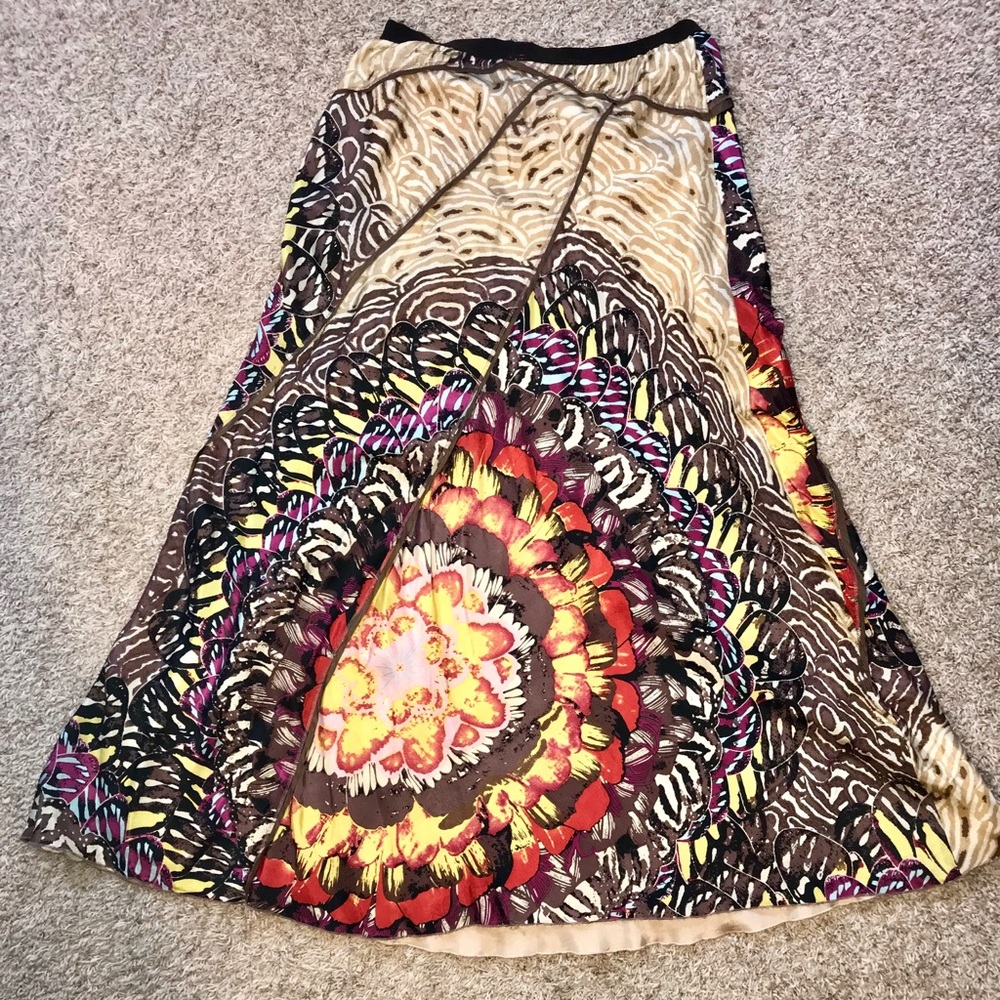 Anthropologie silk print maxi dress